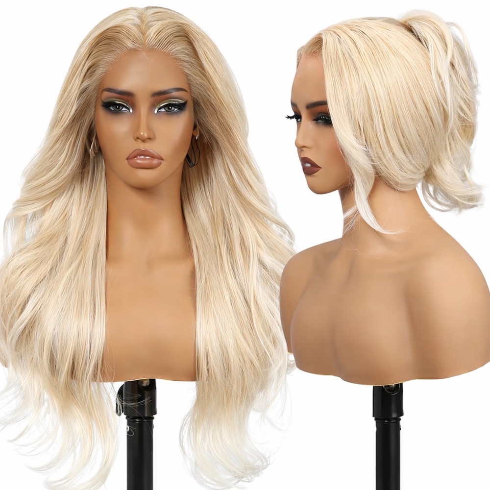 Blonde Synthetic Lace Front Wig,13x4 HD Lace Layered Wave Glue-less 26IN
